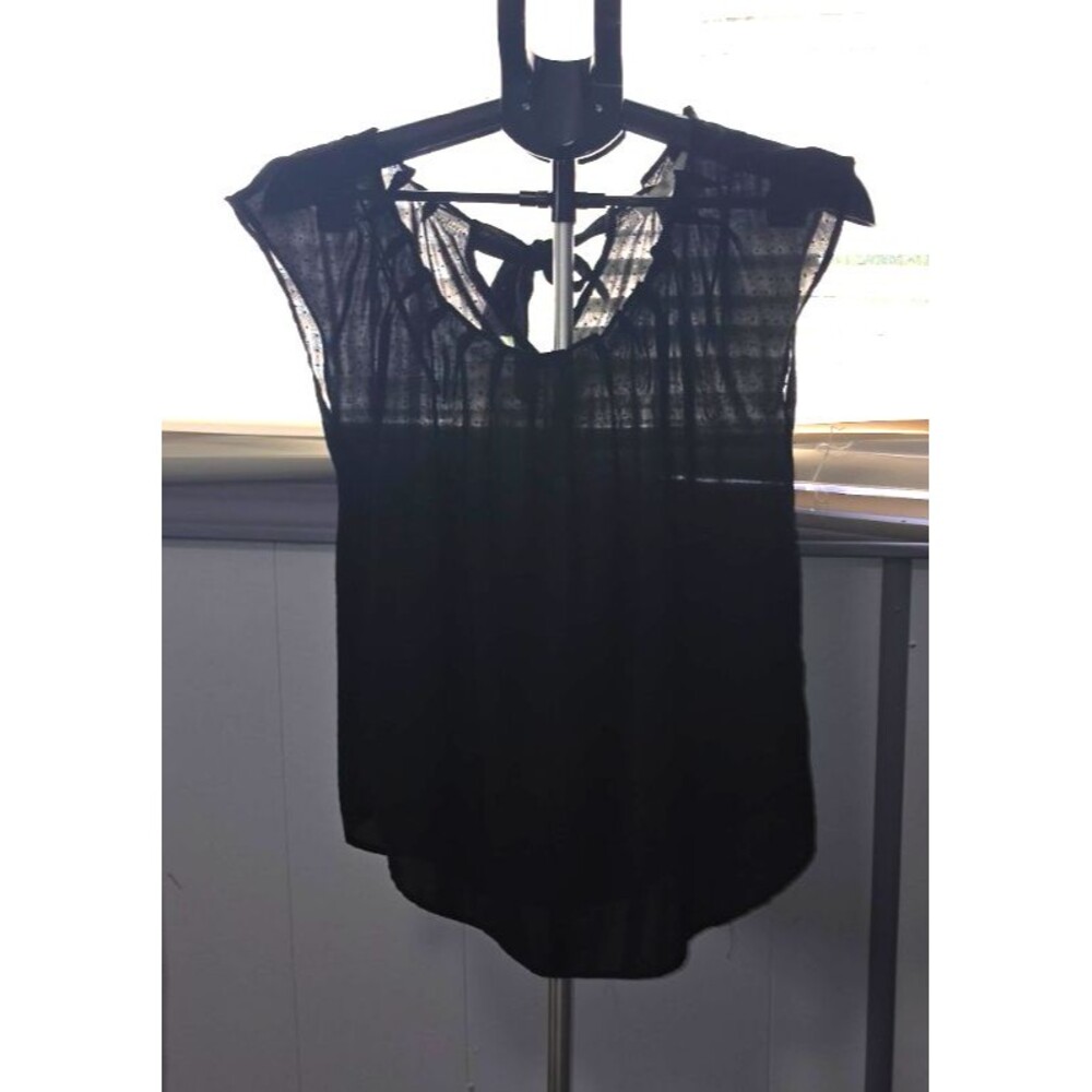 Lauren Conrad Black Dot Texture Shirt Blouse Sheer Size Small S Versatile